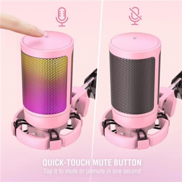 Gaming USB Microphone Kit, PC Streaming Recording Computer RGB Microphone Set - Picture 2 of 6